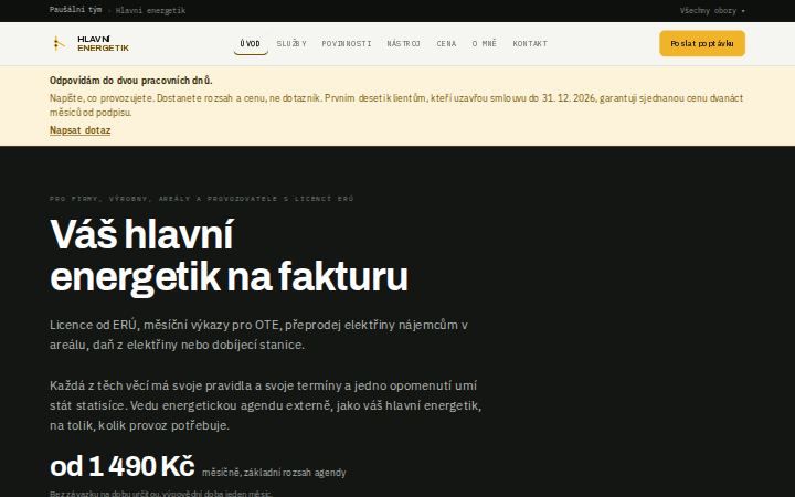 Náhled titulní stránky webu hlavnienergetik.cz