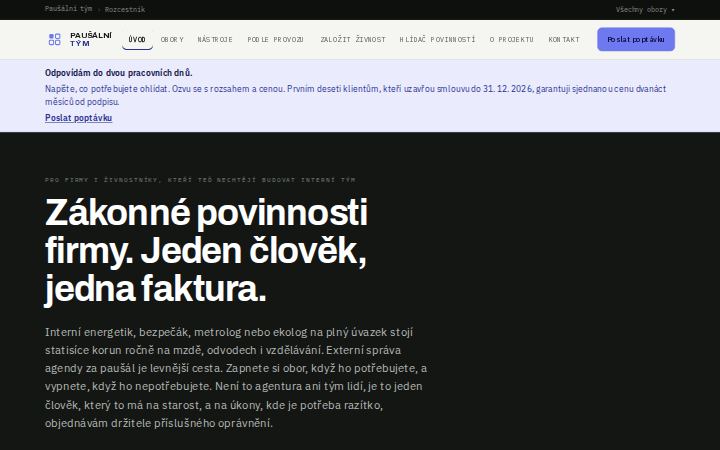 Náhled titulní stránky webu pausalnitym.cz